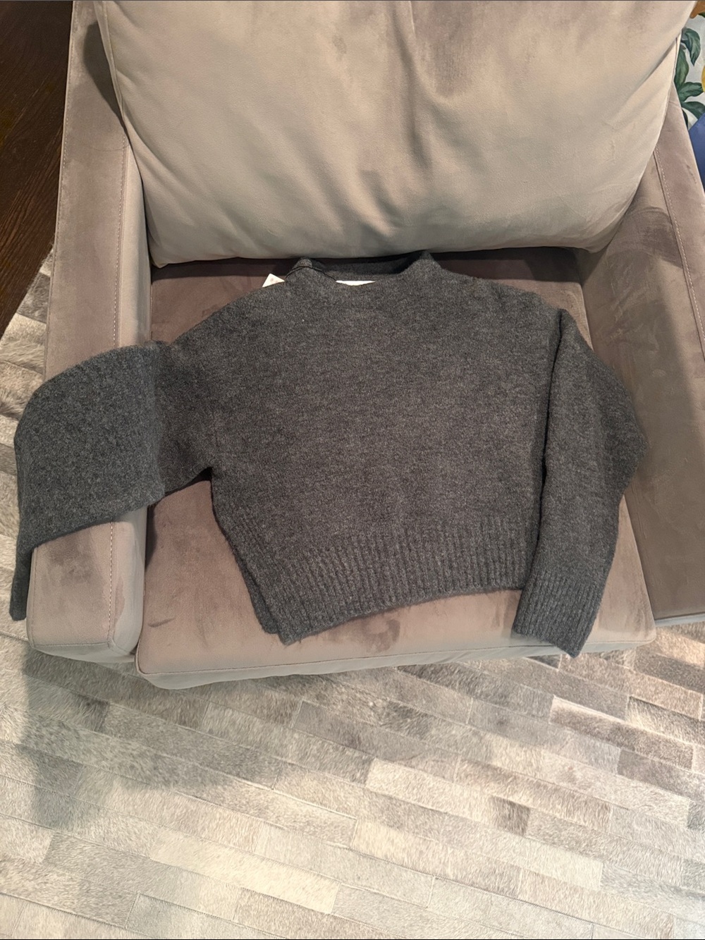 NWT Zara Dark Charcoal Crewneck Sweater